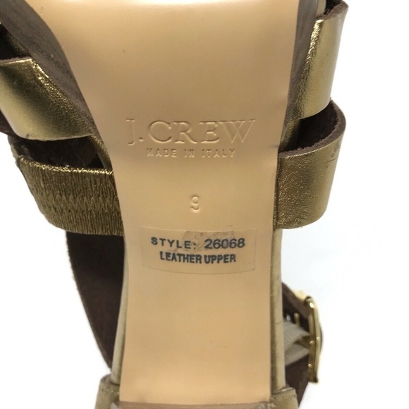 J Crew Ares 26068 Gold Metallic Platform Heels 9 - Picture 7 of 8